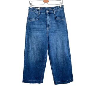 We The Free Curvy High-Rise Wide-Leg Crop Jeans Size 31 Lace Up Back